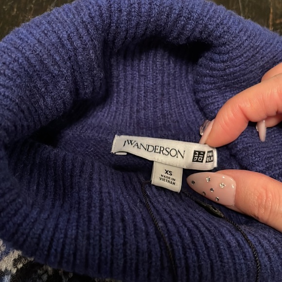 NWT New w/ Tag Men's UniqloxJW Anderson Blue Abstract Print Turtleneck Sweater - Picture 11 of 13